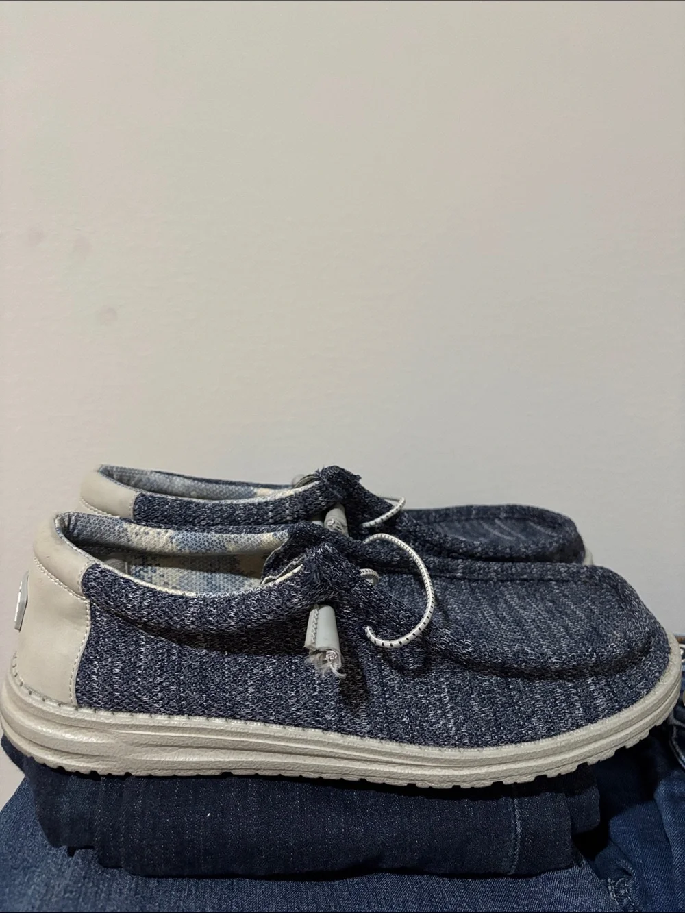 Men’s Hey Dude Navy Knit Slip-On Moccasins